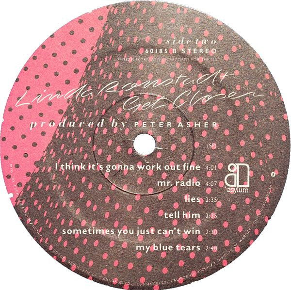 Linda Ronstadt - Get Closer | Near Mint (NM) Very Good Plus (VG+)-