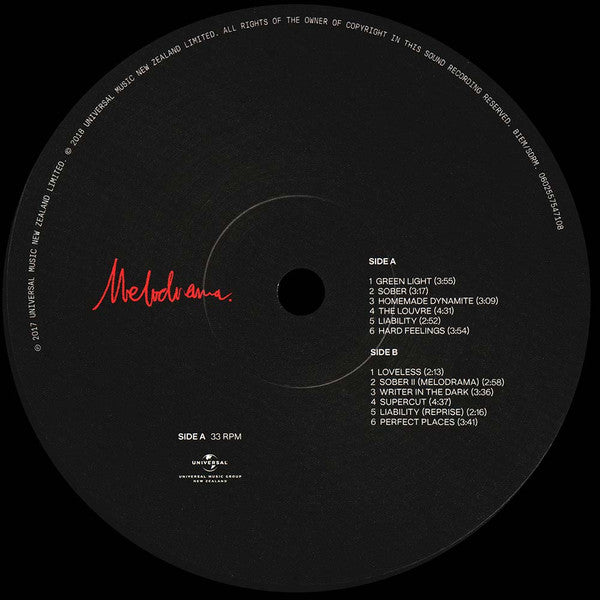 Lorde Melodrama Universal Music Group New Zealand, Universal Music Group New Zealand LP, Album Mint (M) Mint (M)-