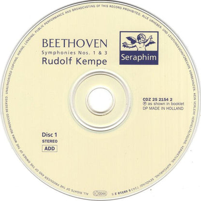 Ludwig van Beethoven, Rudolf Kempe - Symphonies Nos. 1 ⬥ 3 "Eroica" ⬥ 5 (CD) | Near Mint (NM) Near Mint (NM)-