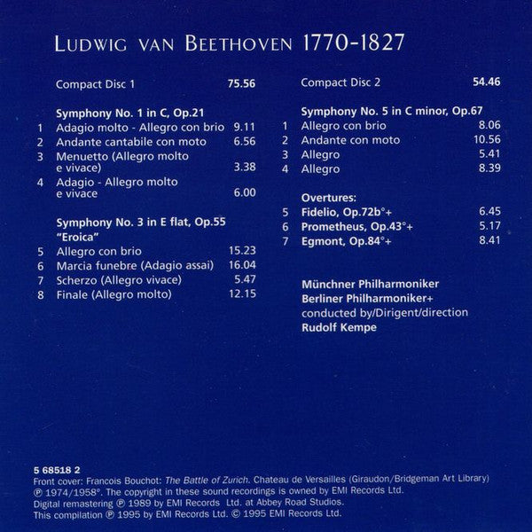 Ludwig van Beethoven, Rudolf Kempe - Symphonies Nos. 1 ⬥ 3 "Eroica" ⬥ 5 (CD) | Near Mint (NM) Near Mint (NM)-
