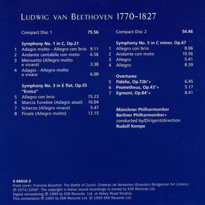 Ludwig van Beethoven, Rudolf Kempe - Symphonies Nos. 1 ⬥ 3 "Eroica" ⬥ 5 (CD) | Near Mint (NM) Near Mint (NM)-
