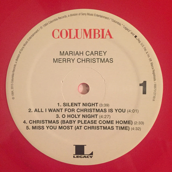 Mariah Carey Merry Christmas Columbia, Legacy LP, Album, Ltd, RE, Red Mint (M) Mint (M)-