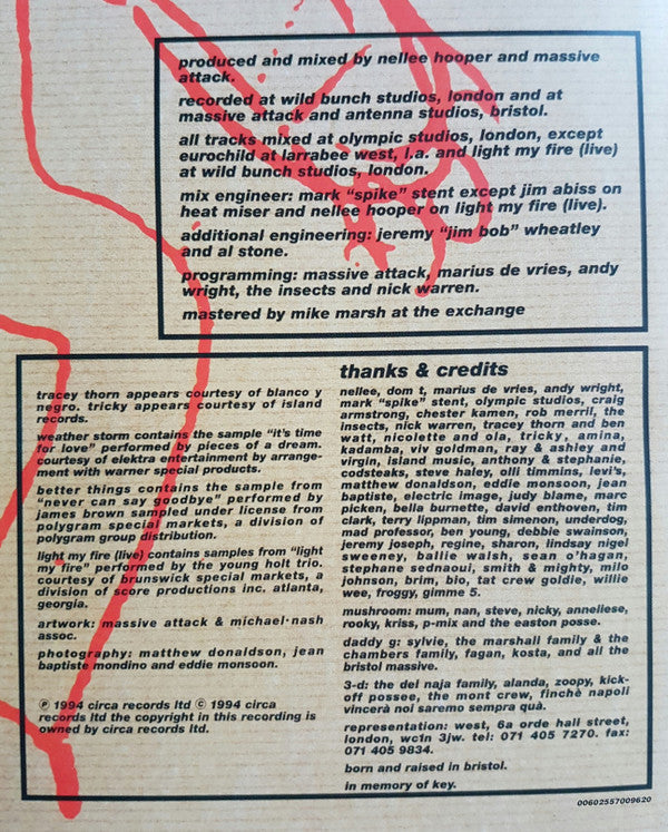 Massive Attack Protection Circa, Circa, Wild Bunch Records, Wild Bunch Records LP, Album, RE, 180 Mint (M) Mint (M)-