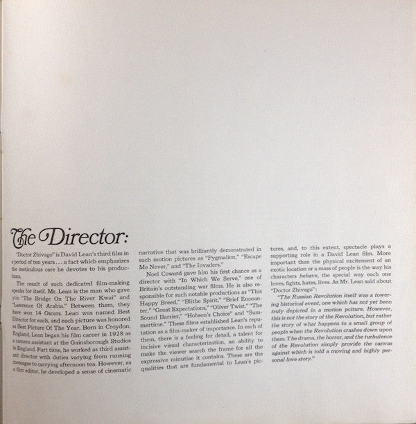 Doctor Zhivago (Original Sound Track Album) | Near Mint (NM) Near Mint (NM)-