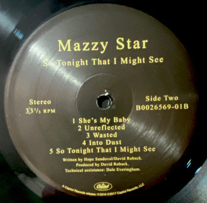 Mazzy Star So Tonight That I Might See Capitol Records LP, Album, RE Mint (M) Mint (M)-
