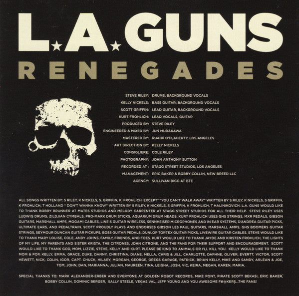 L.A. Guns (2) - Renegades (WHITE VINYL) | Mint (M) Mint (M)-
