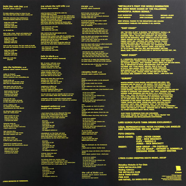 Metallica - Ride The Lightning (ELECTRIC BLUE VINYL) |-