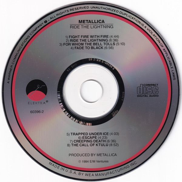 Metallica - Ride The Lightning (CD) | Excellent (EX)-