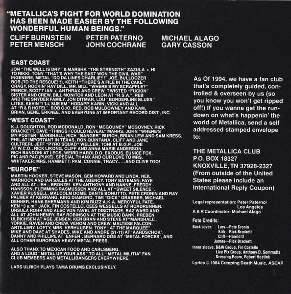 Metallica - Ride The Lightning (CD) | Excellent (EX)-