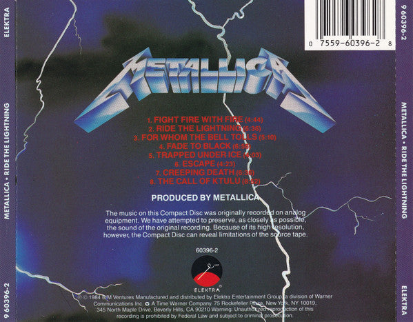 Metallica - Ride The Lightning (CD) | Excellent (EX)-