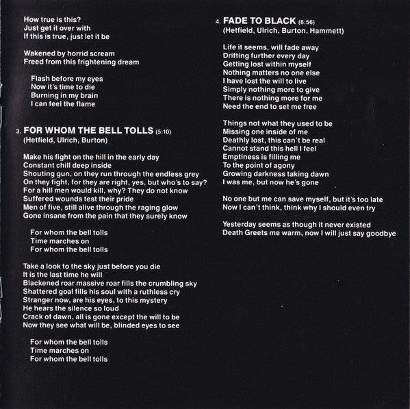 Metallica - Ride The Lightning (CD) | Excellent (EX)-