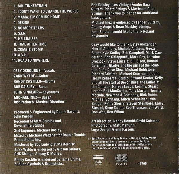 Ozzy Osbourne - No More Tears (CD) | Near Mint- (NM-)-