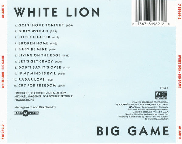 White Lion - Big Game (CD) | Near Mint (NM) Near Mint (NM)-