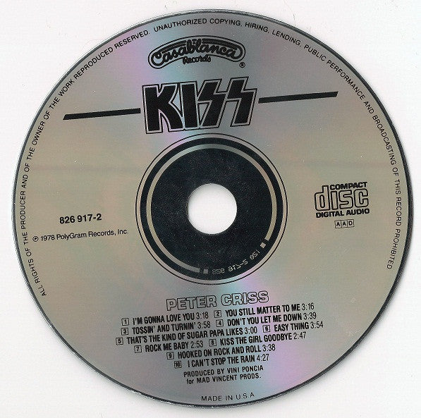 Kiss - Peter Criss (CD) | Near Mint (NM) Near Mint (NM)-