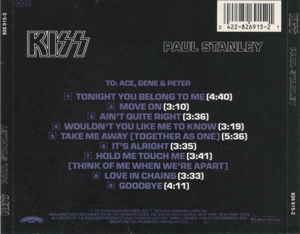 Kiss - Paul Stanley (CD) | Near Mint (NM) Near Mint (NM)-