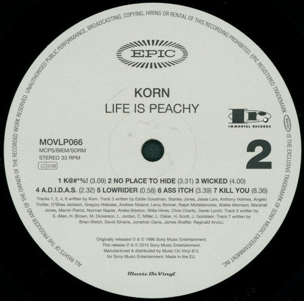 Korn - Life Is Peachy (180G VINYL LP) | Near Mint (NM or M-) Near Mint (NM)-