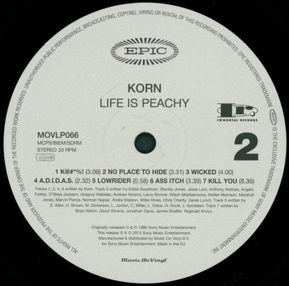Korn - Life Is Peachy (180G VINYL LP) | Near Mint (NM or M-) Near Mint (NM)-