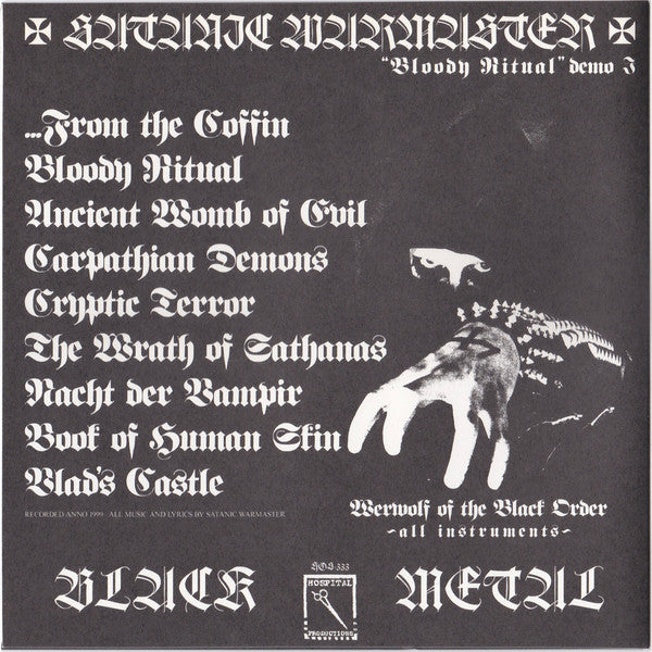 Satanic Warmaster - "Bloody Ritual" Demo I (7" VINYL) | Near Mint (NM) Near Mint (NM)-