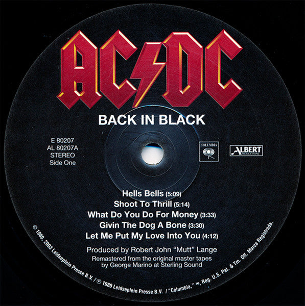 AC/DC - Back In Black (VINYL) | Near Mint (NM) Near Mint (NM)-