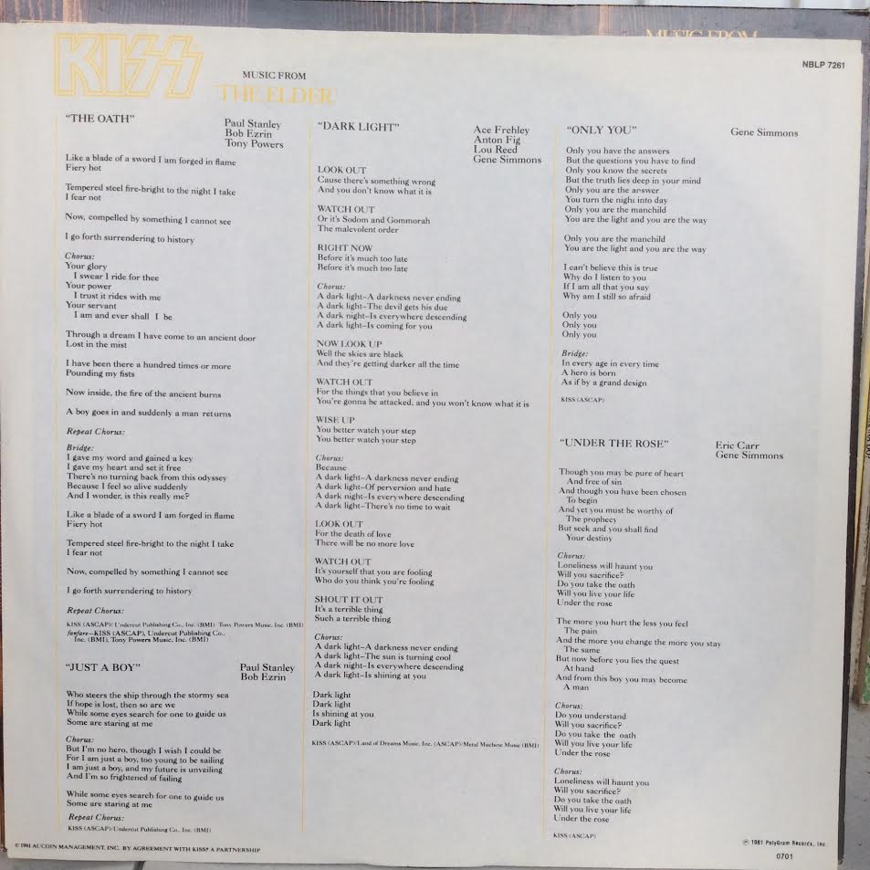 Kiss - (Music From) The Elder (VINYL) | Near Mint (NM) Near Mint (NM)-