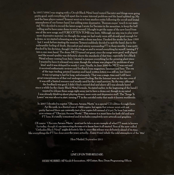Obscura Arcana Mortis: The Demo Years (10" VINYL) | Near Mint (NM) Near Mint (NM)-