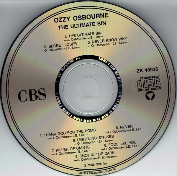 Ozzy Osbourne - The Ultimate Sin (CD) | Near Mint (NM) Near Mint (NM)-