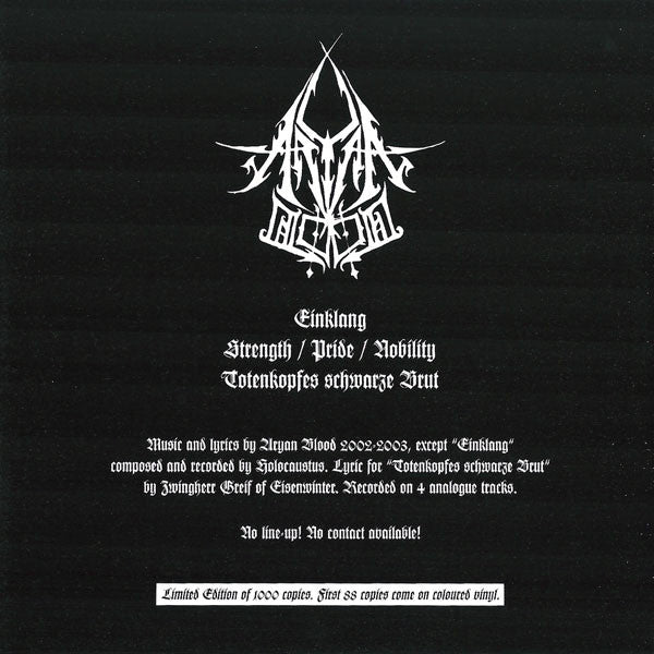 Aryan Blood - Strength / Pride / Nobility / The Chant Of Barbarian Wolves (7" VINYL) | Near Mint (NM) Near Mint (NM)-