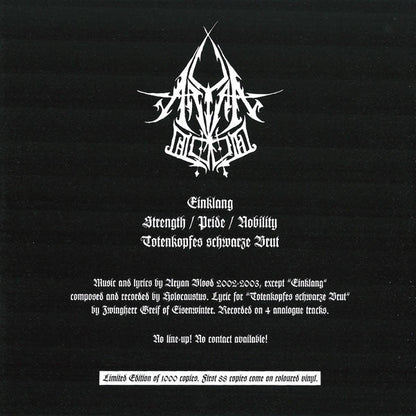 Aryan Blood - Strength / Pride / Nobility / The Chant Of Barbarian Wolves (7" VINYL) | Near Mint (NM) Near Mint (NM)-