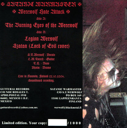 Satanic Warmaster - Werewolf Hate Attack Live!!! (7" VINYL) | Near Mint (NM) Near Mint (NM)-