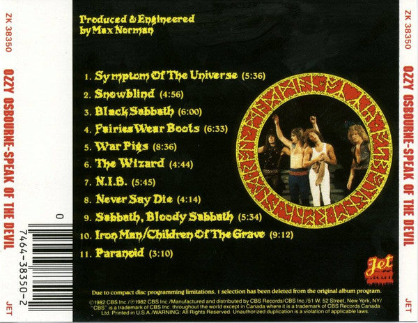 Ozzy Osbourne - Speak Of The Devil (CD) | Near Mint (NM) Near Mint (NM)-