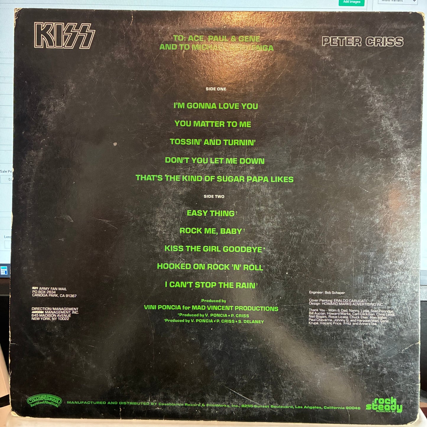 Kiss - Peter Criss (VINYL) *W POSTER* | Very Good Plus (VG+) Very Good Plus (VG+)-