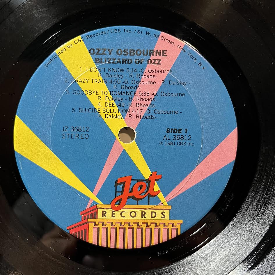 Ozzy Osbourne - Blizzard Of Ozz (VINYL) | Very Good Plus (VG+) Very Good (VG)-