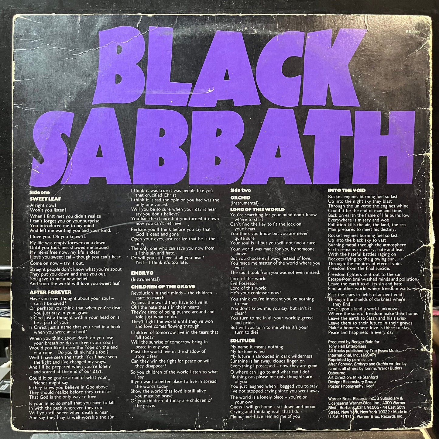 Black Sabbath - Master of Reality (VINYL LP WARNER BROS. BS 2562 1971) | Very Good (VG) Very Good (VG)-