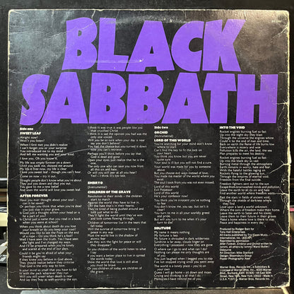 Black Sabbath - Master of Reality (VINYL LP WARNER BROS. BS 2562 1971) | Very Good (VG) Very Good (VG)-