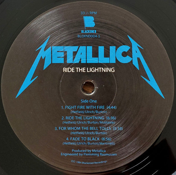 Metallica Ride The Lightning Blackened LP, Album, RE, RM Mint (M) Mint (M)-