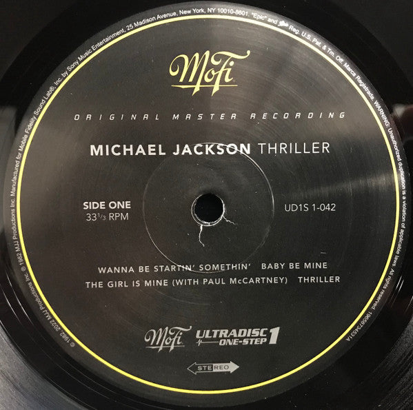 Michael Jackson Thriller Mobile Fidelity Sound Lab, Epic, MJJ Productions LP, Album, Ltd, Num, RE, RM, S/Edition, 180 Mint (M) Mint (M)-