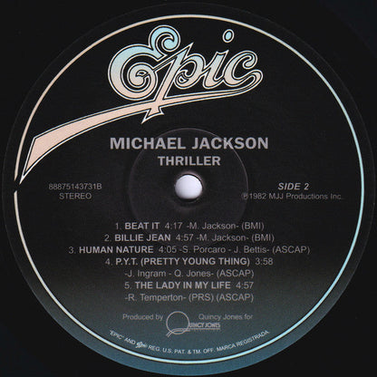 Michael Jackson Thriller Epic, MJJ Productions LP, Album, RE, RP Mint (M) Mint (M)-
