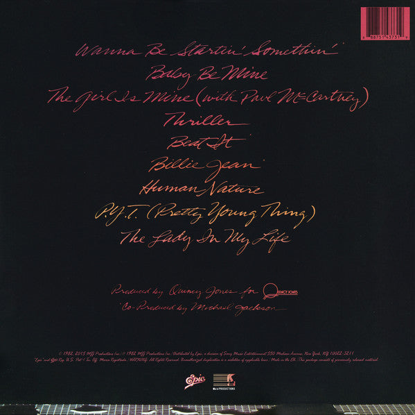 Michael Jackson Thriller Epic, MJJ Productions LP, Album, RE, RP Mint (M) Mint (M)-