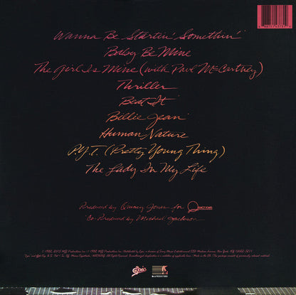 Michael Jackson Thriller Epic, MJJ Productions LP, Album, RE, RP Mint (M) Mint (M)-