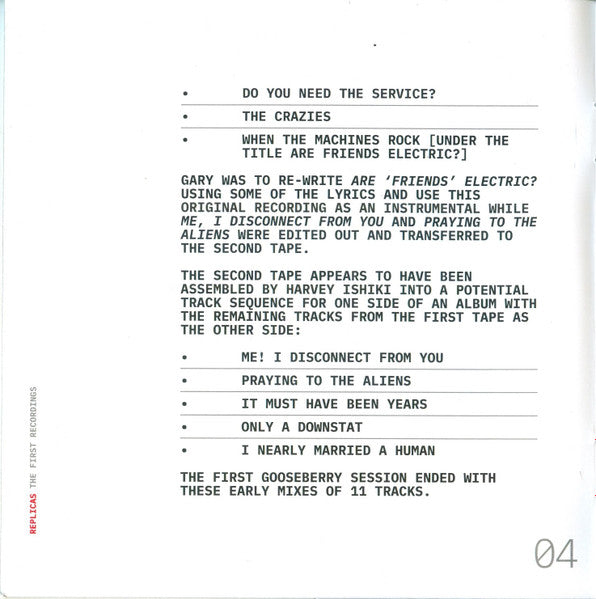 Replicas (The First Recordings)(CD) | Mint (M) Mint (M)-