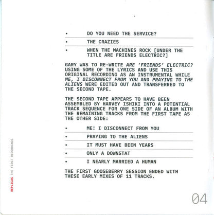 Replicas (The First Recordings)(CD) | Mint (M) Mint (M)-