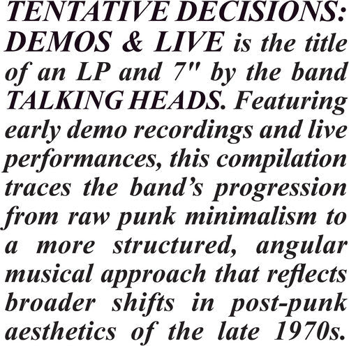 The Talking Heads - Tentative Decisions: Demos & Live (BF 2025 RSD Exclusive, With Bonus 7", Clear Vinyl) |-
