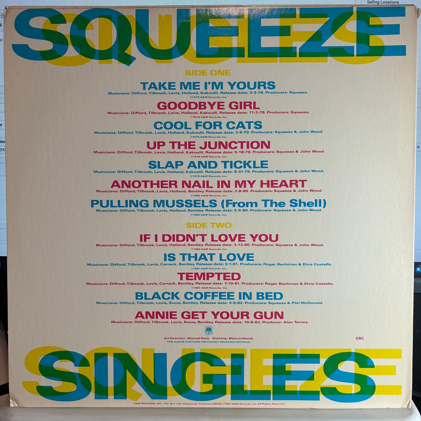 Squeeze (2) - Singles - 45's And Under (VINYL) | Excellent+ (EX+) Excellent (EX)-