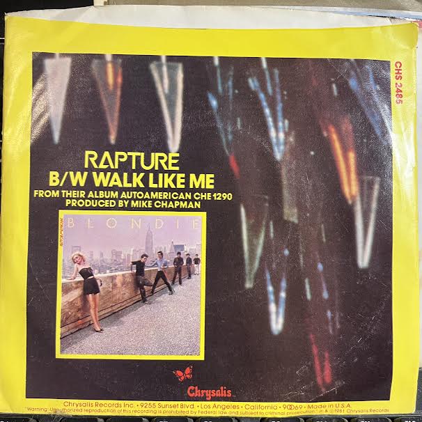 Blondie - Rapture (7") | Near Mint- (NM-) Excellent (EX)-