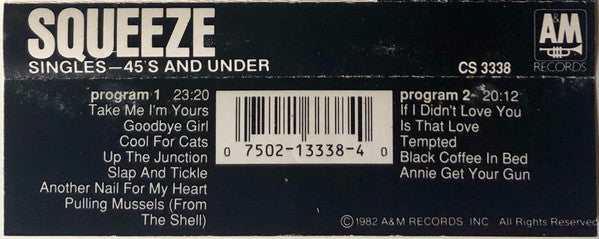 Squeeze (2) - Singles - 45's And Under *CASSETTE* | Near Mint (NM) Near Mint (NM)-