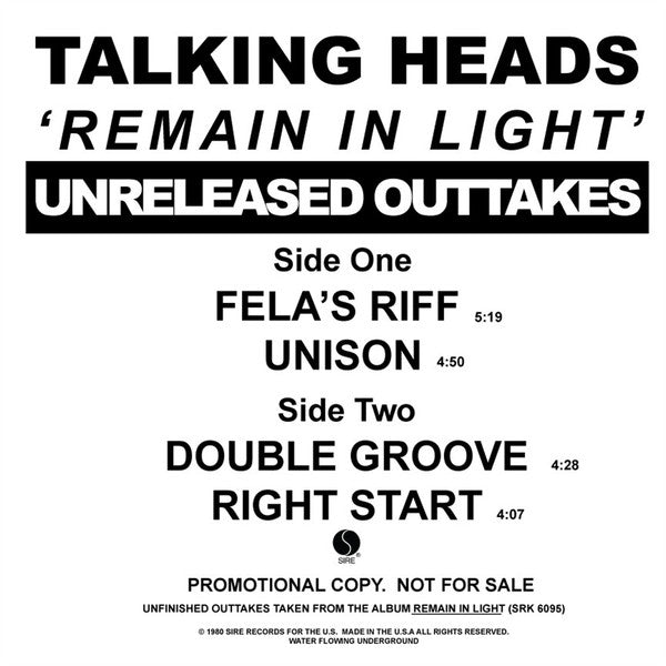 'Remain In Light' Unreleased Outtakes | Mint (M) Mint (M)-
