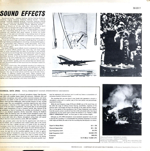 No Artist - Sound Effects In Stereo | Excellent (EX) Excellent (EX)-