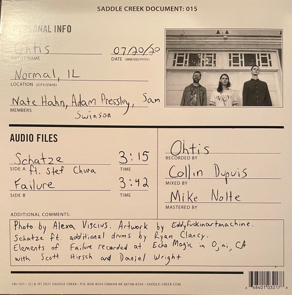 Ohtis - Schatze / Failure *7"* | Mint (M) Mint (M)-