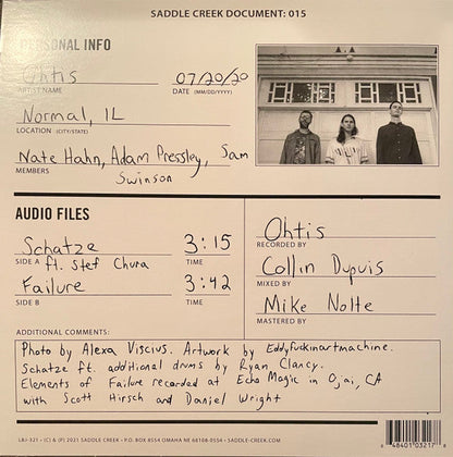 Ohtis - Schatze / Failure *7"* | Mint (M) Mint (M)-