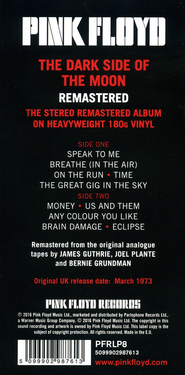 Pink Floyd The Dark Side Of The Moon Pink Floyd Records, Pink Floyd Records LP, Album, RE, RM, 180 Mint (M) Mint (M)-